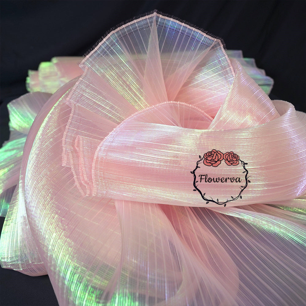 Flowerva Soft Pink Mermaid Texture Pleated Organza Fabric Wedding Decoration Wedding Dress Design