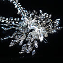 Flowerva Vintage Alloy Flower Double Row Diamond Bridal Wedding Hairband