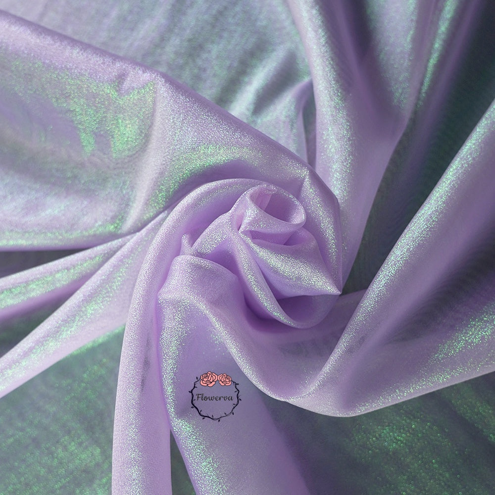 Flowerva Crystal Shining Organza Pearl Purple Wedding Dress /Decoration Design Fabric