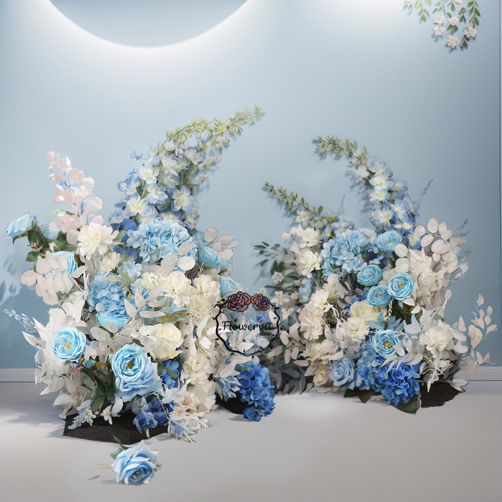 Flowerva Blue Wedding Event Simulation Floral Arch Flower Platform Pillar Flower Pile Props