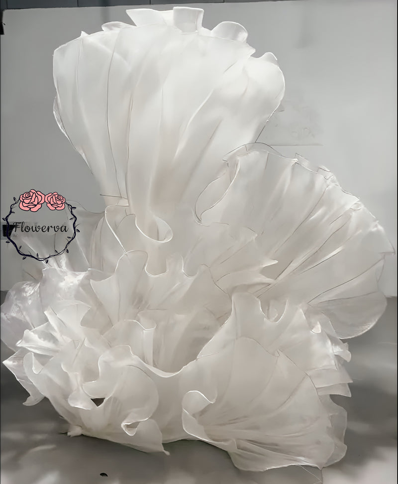 White Glossy Pleated Texture Wedding Decoration Styling