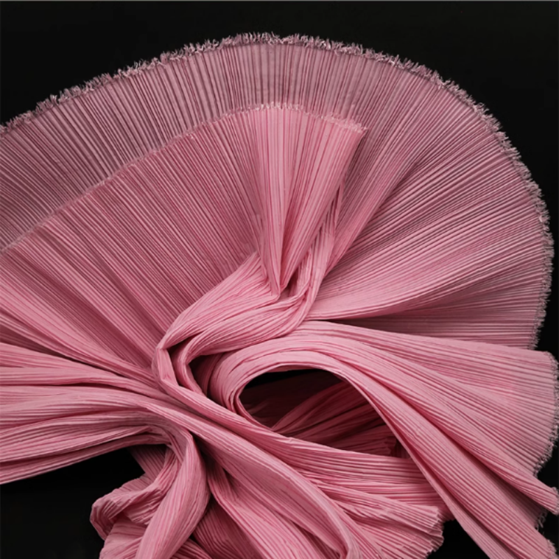 Peach Pink Flowerva Pleated Decoration Printmaking Fabric