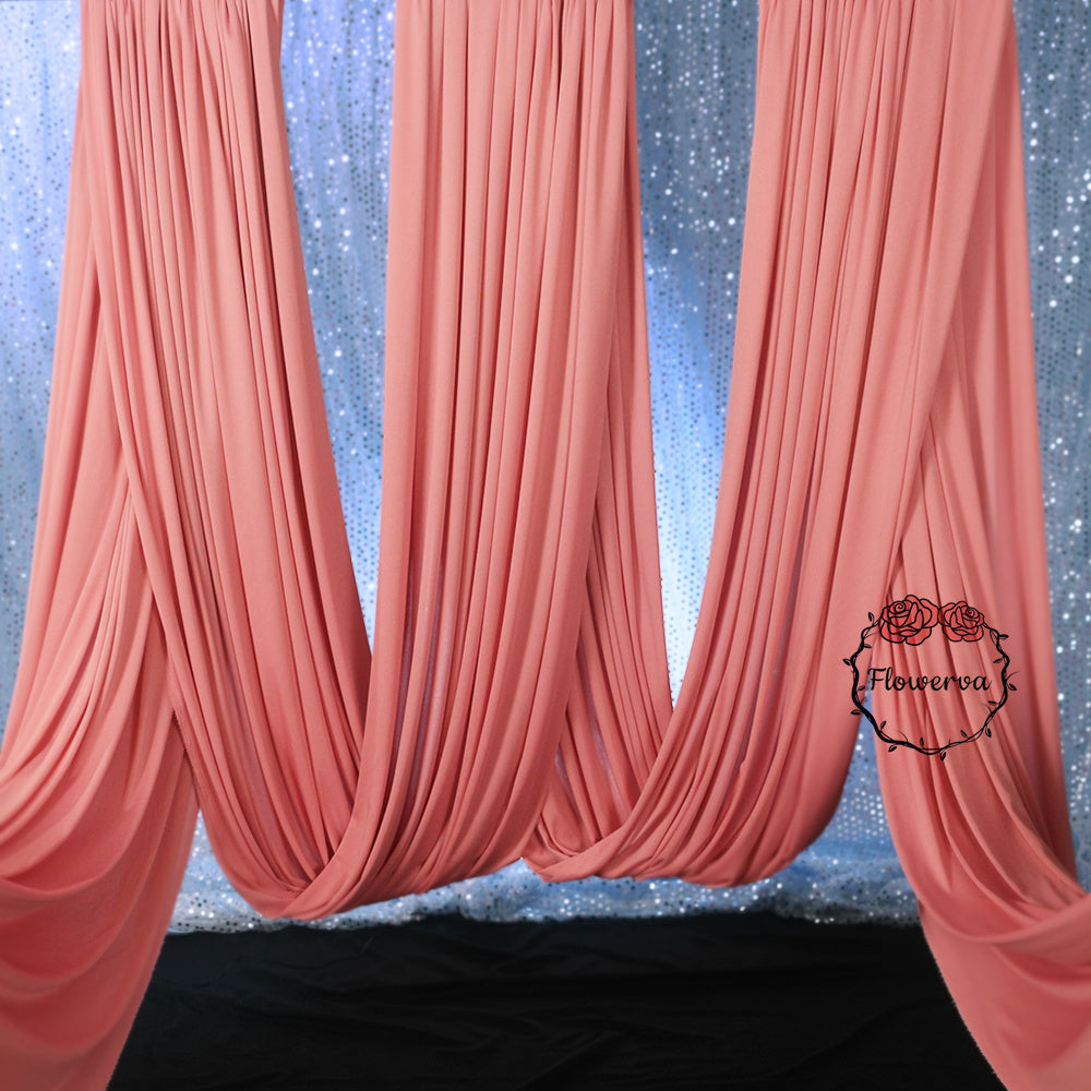 Flowerva Peach Pink Elastic Milk Silk Drapery Wedding Ceiling&Background Wall Decora #126