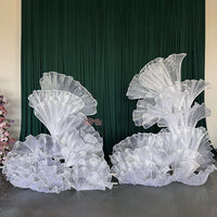 White Glossy Pleated Texture Wedding Decoration Styling