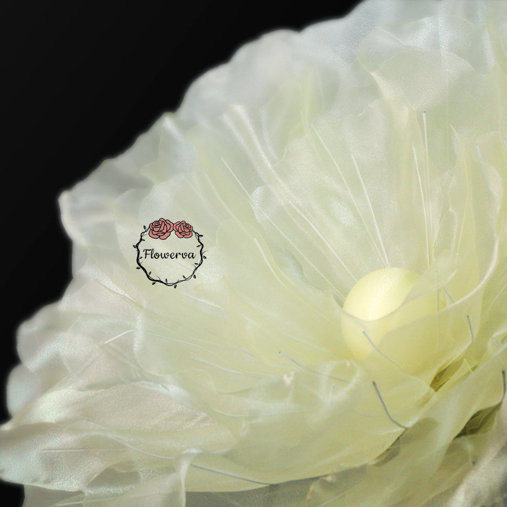 Flowerva DIY Light Champagne Peony Crystal Silk Organza Fabric Table Flower/Wedding Decoration