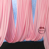 Draperie élastique en soie de lait rose clair, pour décoration murale de fond de mariage #74