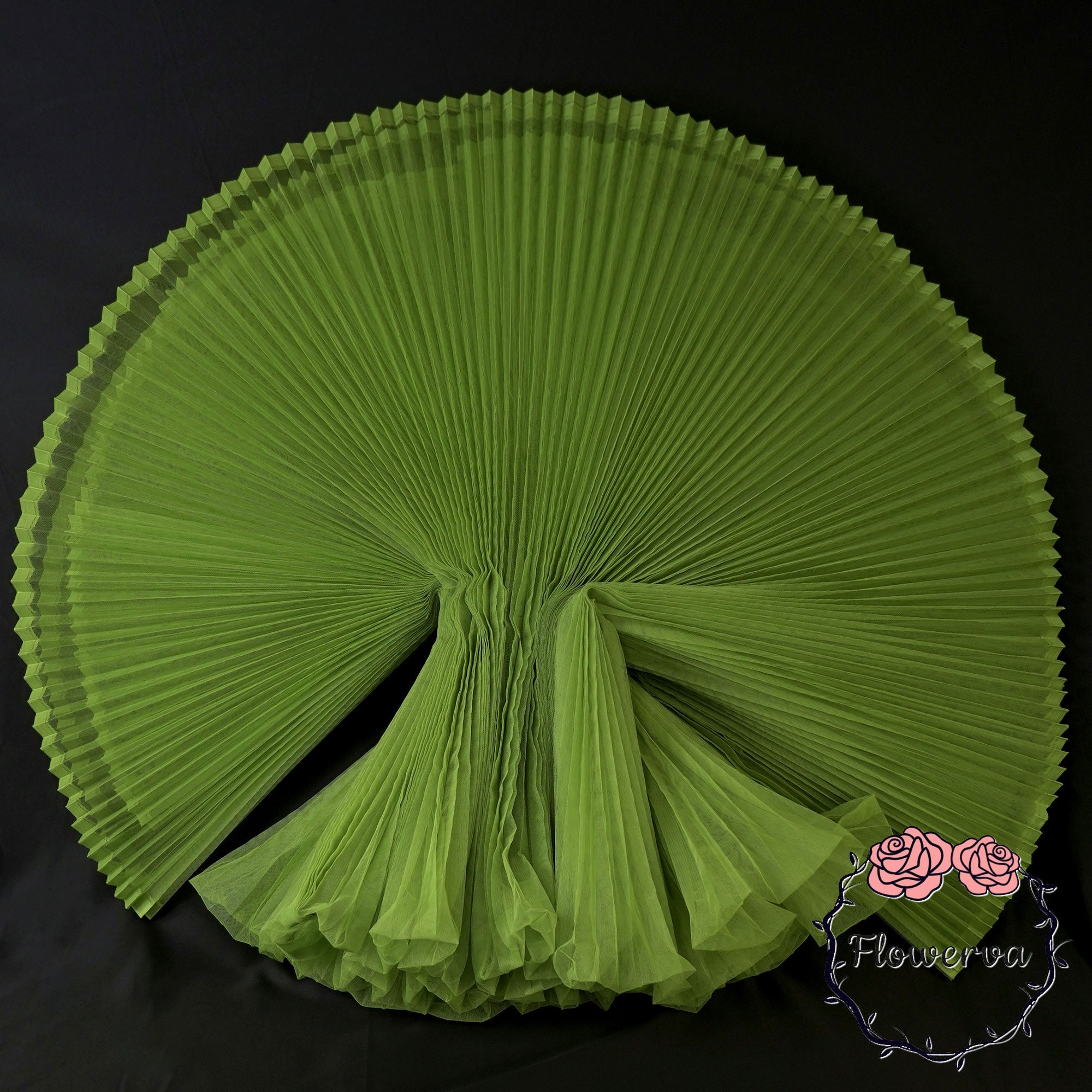 Avocado Green Great Organ Pleated Organza Crinkle Fabric 6324