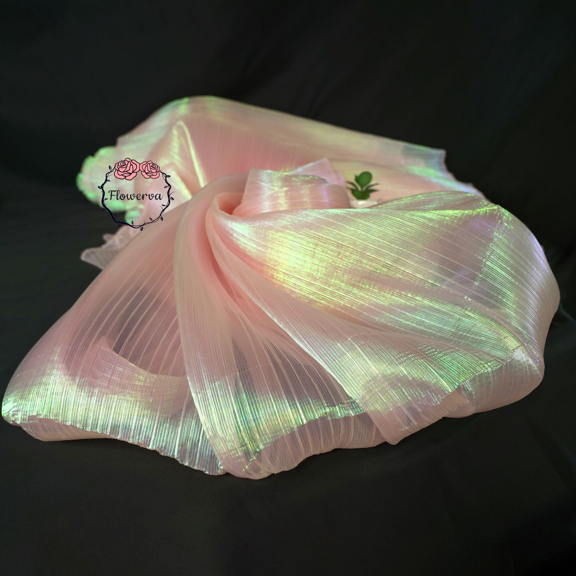 Soft Pink Mermaid Texture Pleated Organza Fabric Wedding Decoration Wedding Dress Design