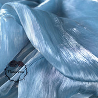 Flowerva Sparkling Ice Blue Crystal Organza froissé Gris Argenté Tissu Design Brillant