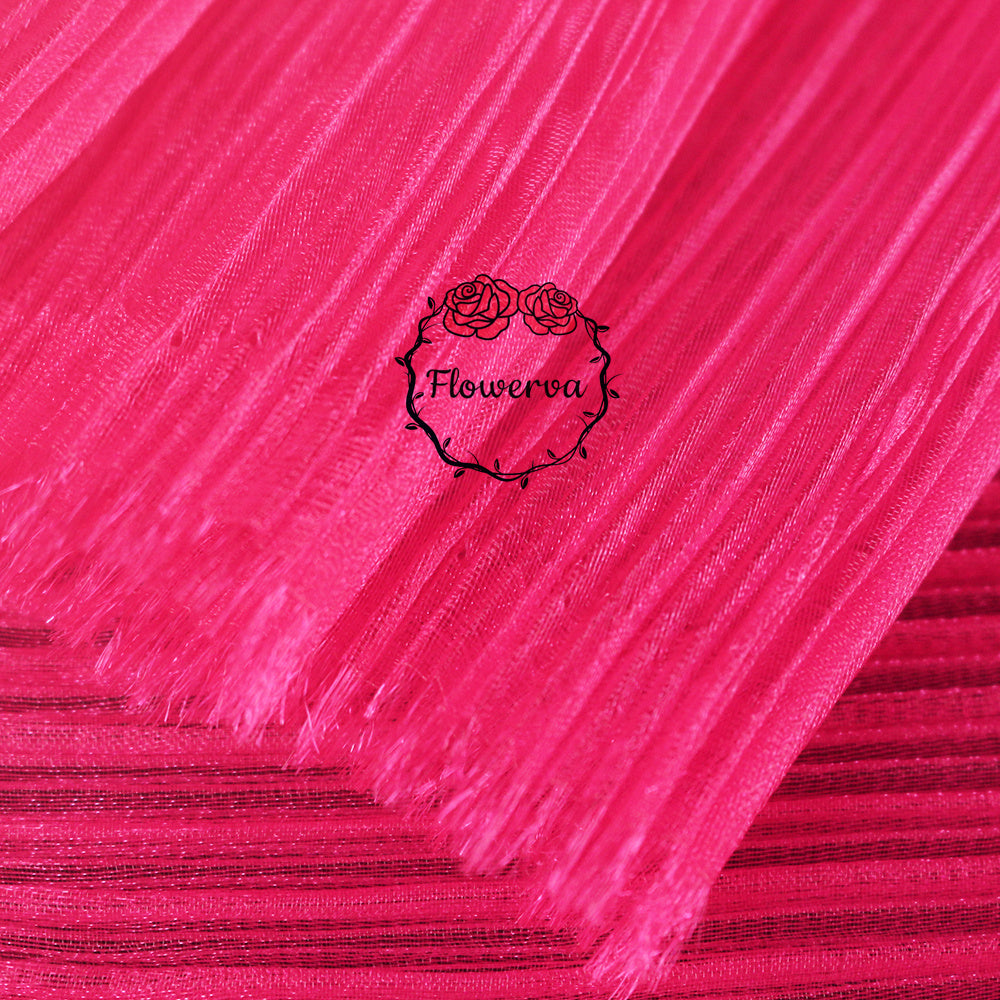 Flowerva Rose Red Glossy Pleated Texture Simple Wedding Decor Fabric Design