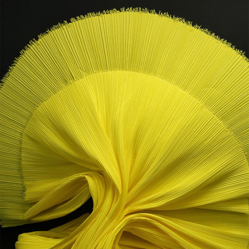 Tissu de gravure de décoration plissé Flowerva jaune citron