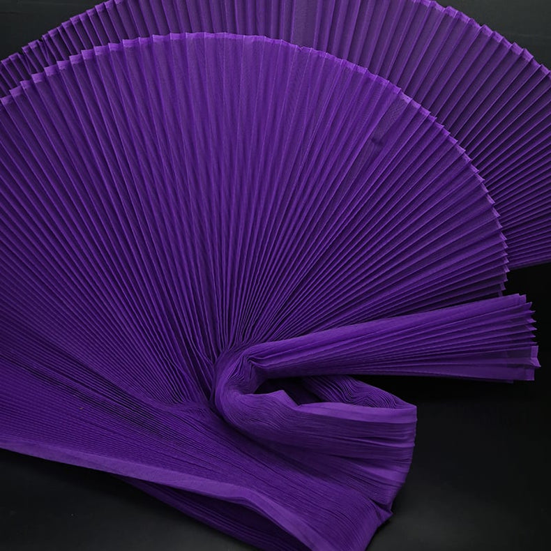 Grand tissu froissé en organza plissé violet foncé 6324