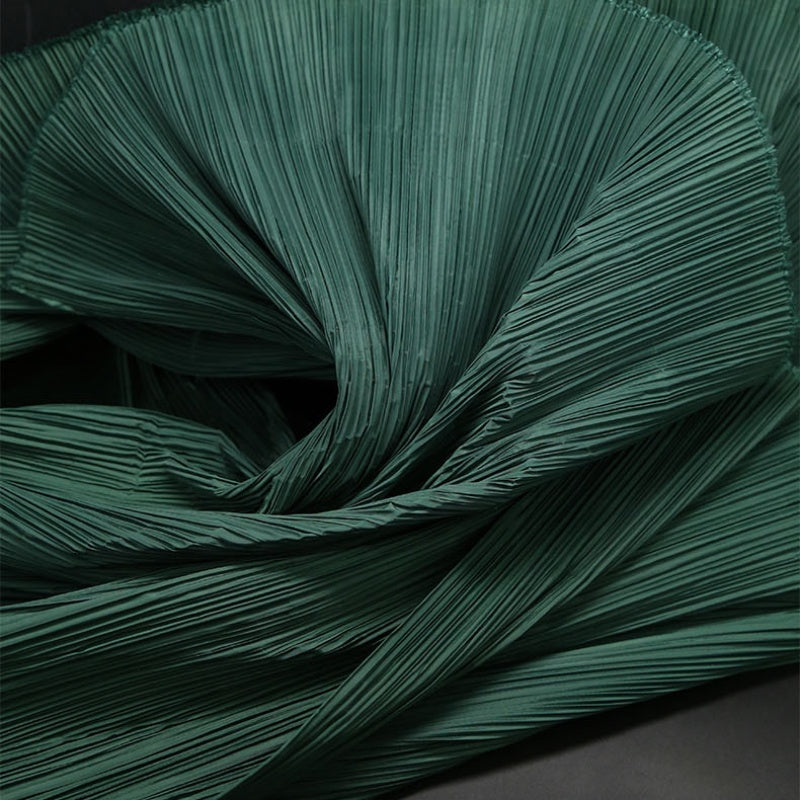 Dark Green Flowerva Pleated Decoration Printmaking Fabric