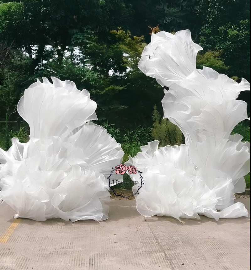 White Glossy Pleated Texture Wedding Decoration Styling