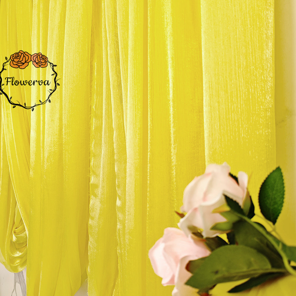 Flowerva Lemon Yellow Silk Sparkling Yarn Wedding&Party Stage Decoration Designer Fabric