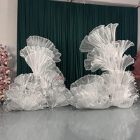 White Glossy Pleated Texture Wedding Decoration Styling