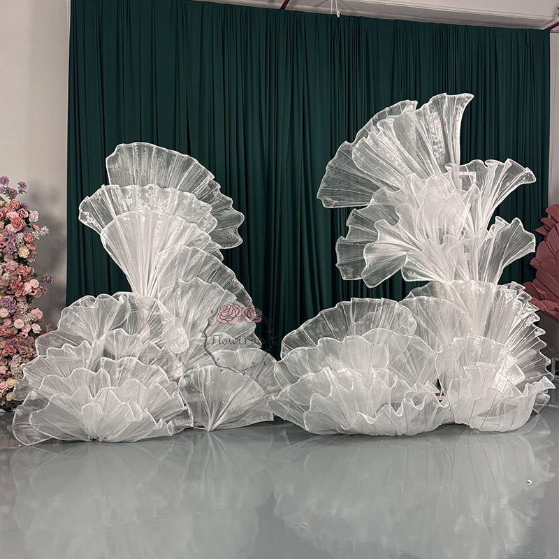 White Glossy Pleated Texture Wedding Decoration Styling