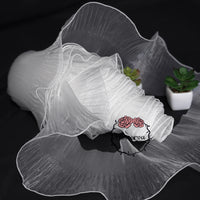 Tissu décoratif plissé transparent de robe de mariée de bord de lotus de grande vague