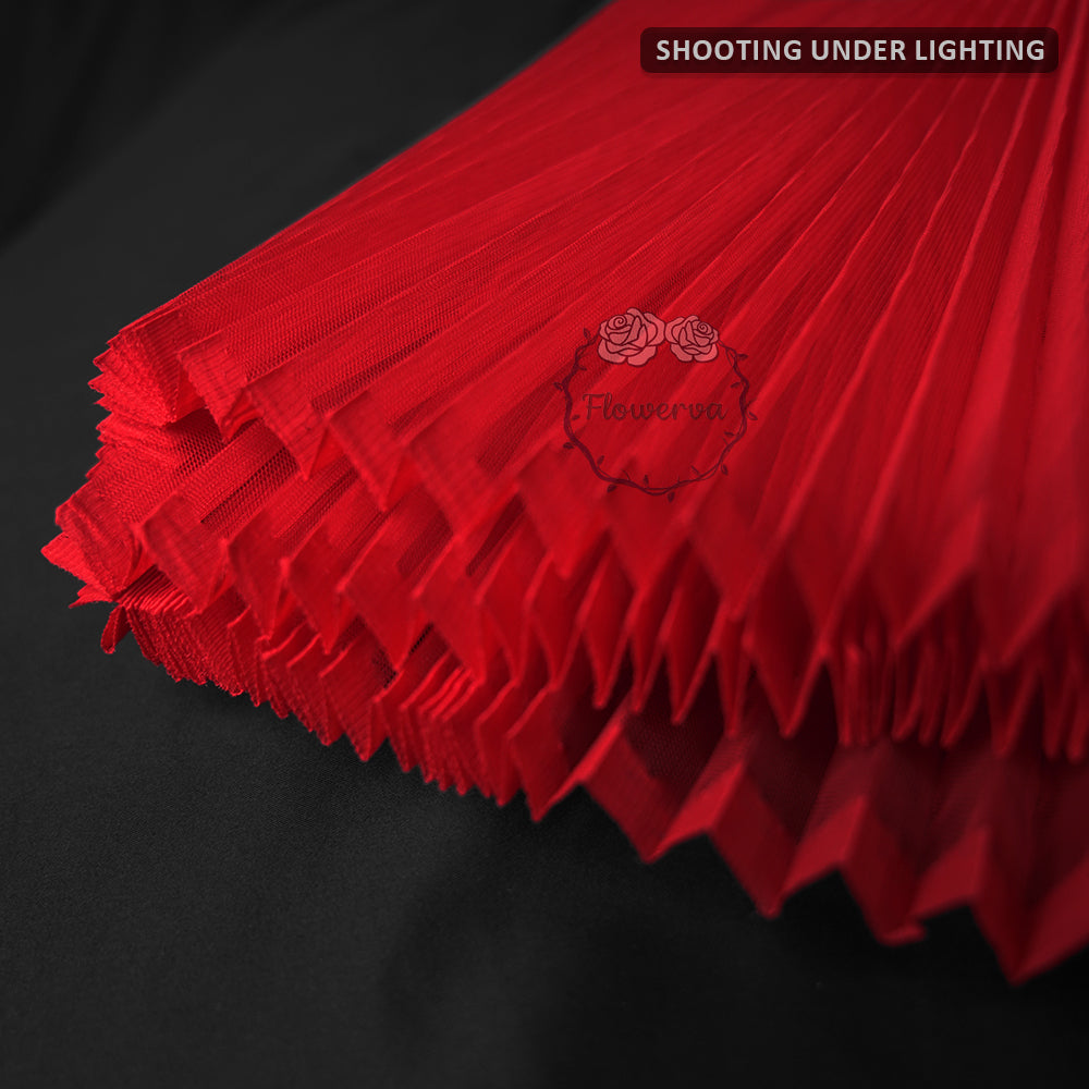 Grand tissu froissé en organza plissé grand rouge 6324