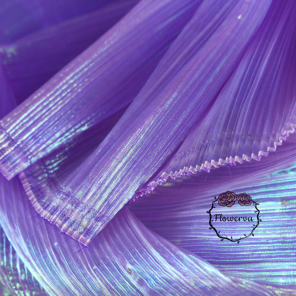 Deep Purple Mermaid Texture Pleated Organza Fabric Wedding Decoration Wedding Dress Design