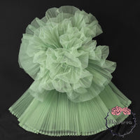 Grand tissu froissé en organza plissé vert clair 6324