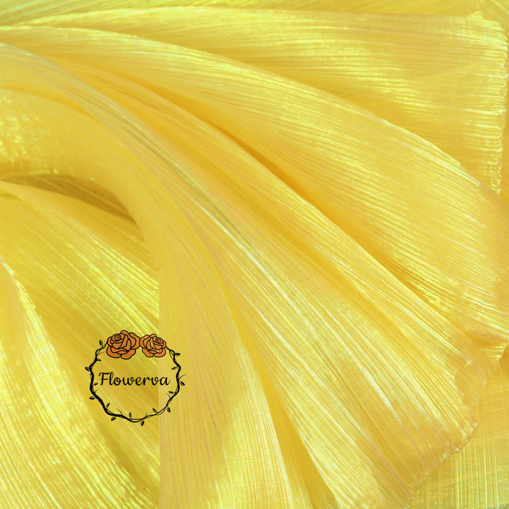 Yellow Mermaid Texture Pleated Organza Fabric Wedding Decoration Wedding Dress Design