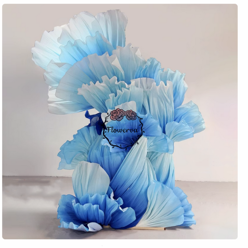 Flowerva Gradient White and Blue Ocean Wave Petals Design Wedding&Event Decoration