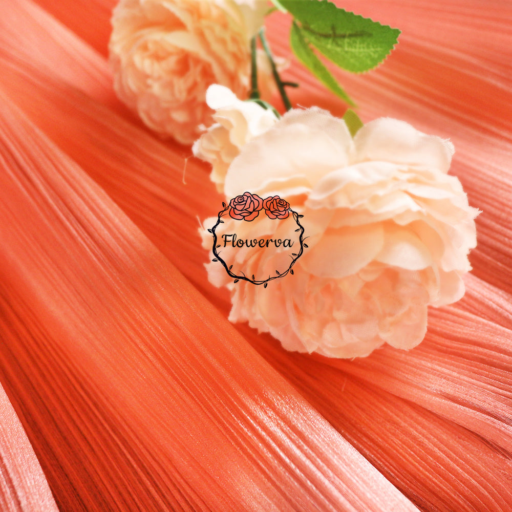 Flowerva Pomelo Pink Glossy Pleated Texture Wedding Dress Styling Fabric