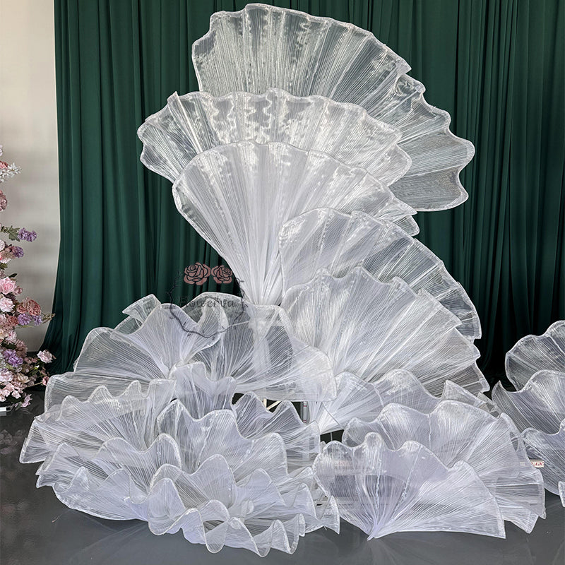 White Glossy Pleated Texture Wedding Decoration Styling