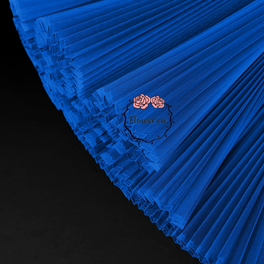Tissu froissé en organza plissé bleu Klein 6324