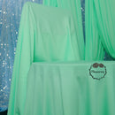 Draperie élastique en soie vert menthe, décoration de scène de mariage #378