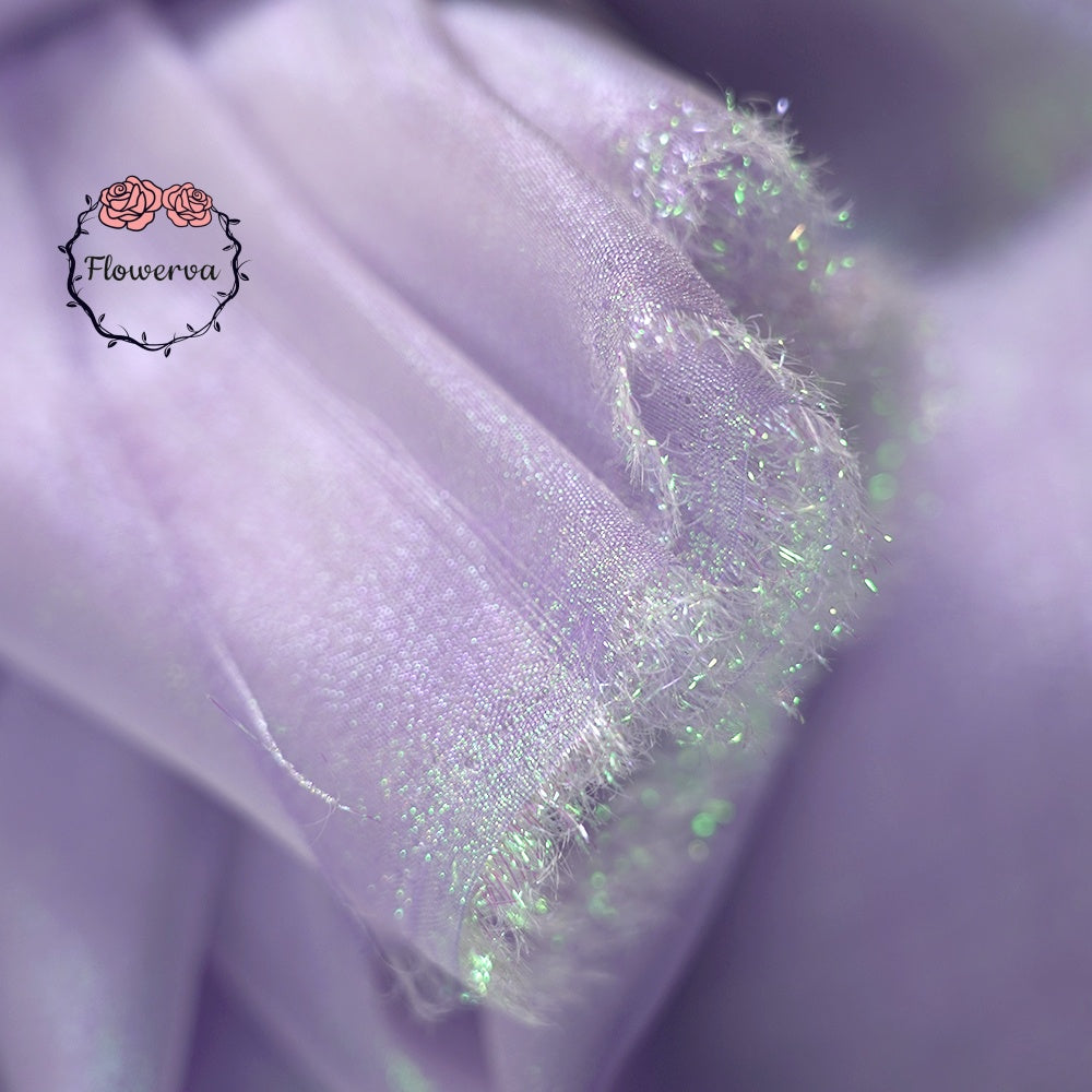 Flowerva Crystal Shining Organza Pearl Purple Wedding Dress /Decoration Design Fabric