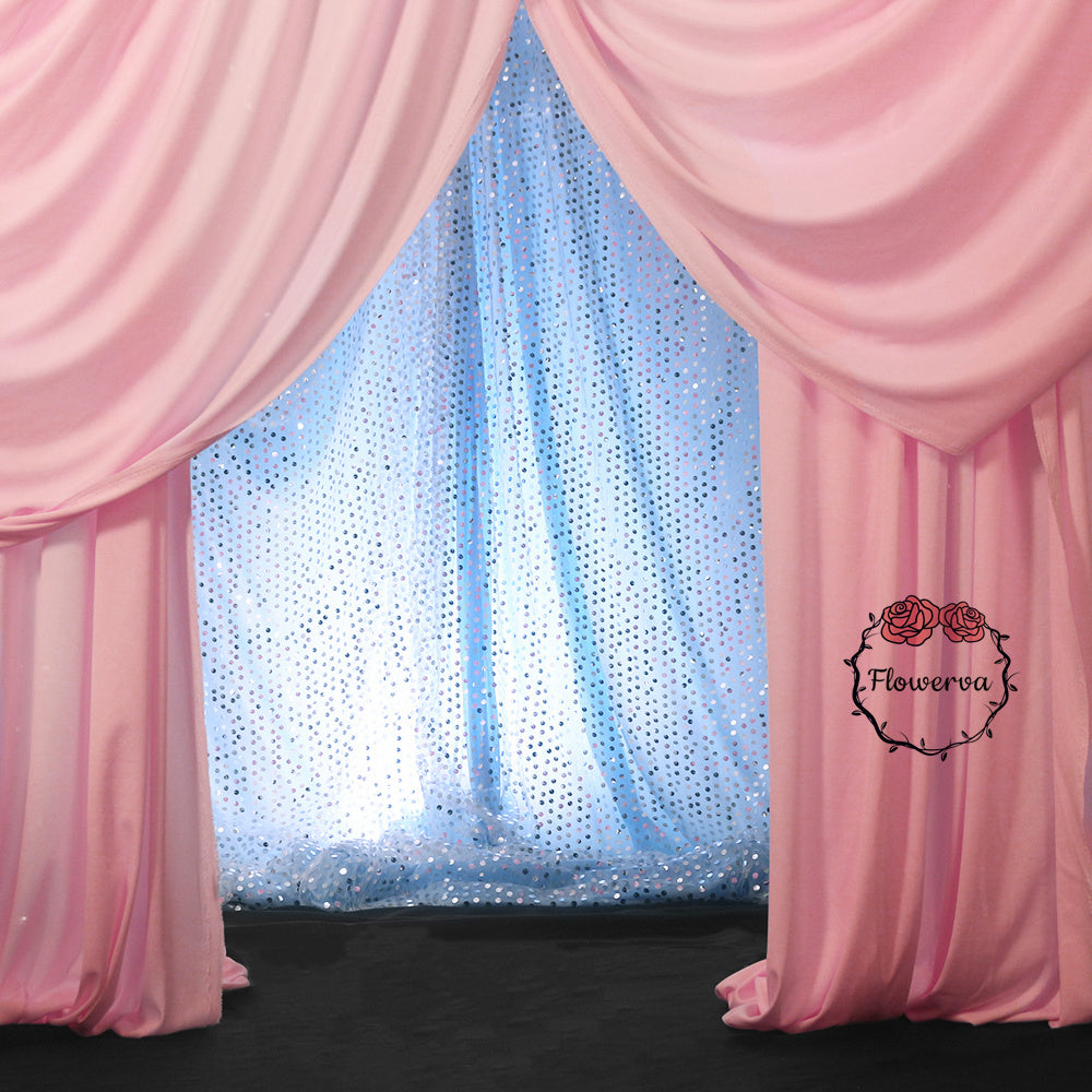 Light Pink Elastic Milk Silk Drapery for Wedding Background Wall Decoration #74