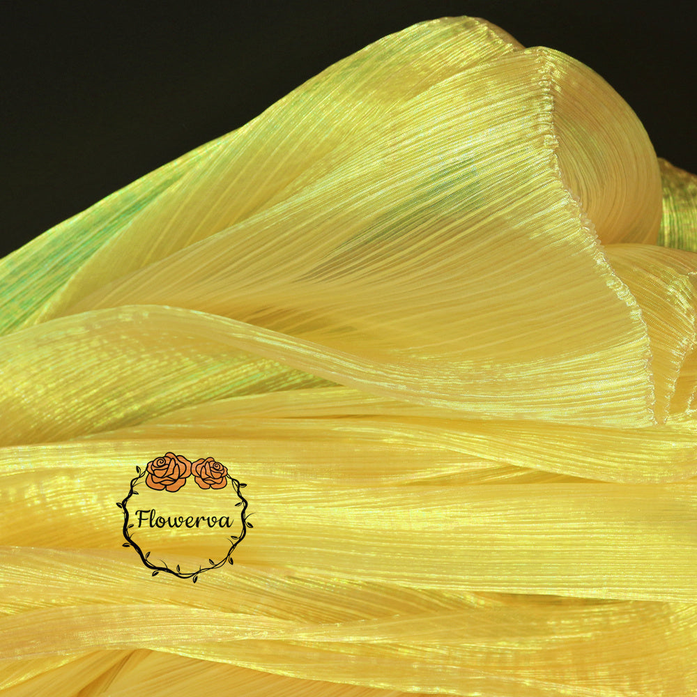 Yellow Mermaid Texture Pleated Organza Fabric Wedding Decoration Wedding Dress Design