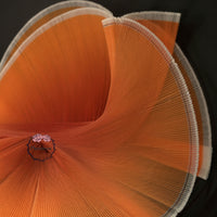 Tissu froissé en Organza plissé orange dégradé, avec garniture rigide et large, tissus de styliste pour robe de scène faits à la main 