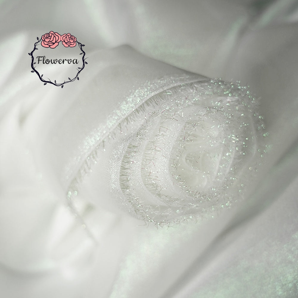 Flowerva Crystal Shining Organza Pearl White Wedding Dress /Decoration Design Fabric