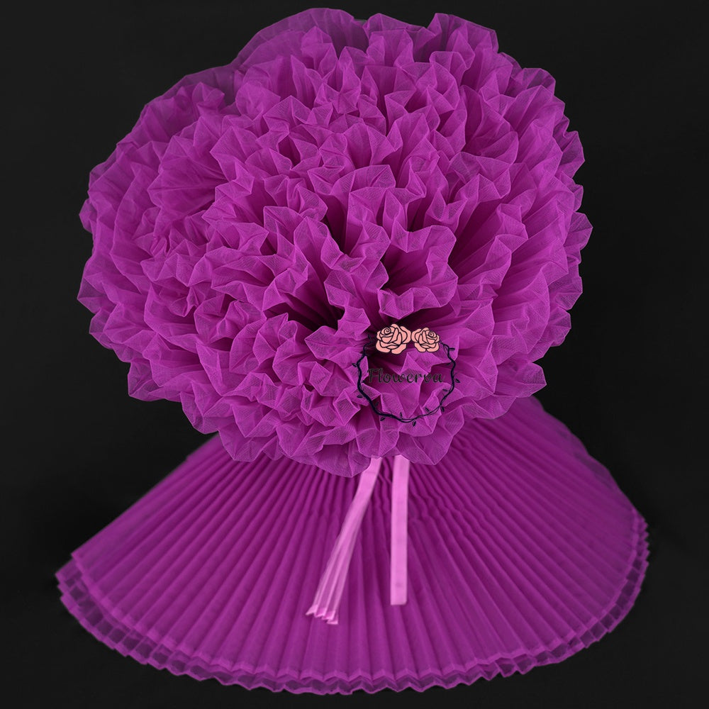 Bouquet dodu en tissu plissé rose violet