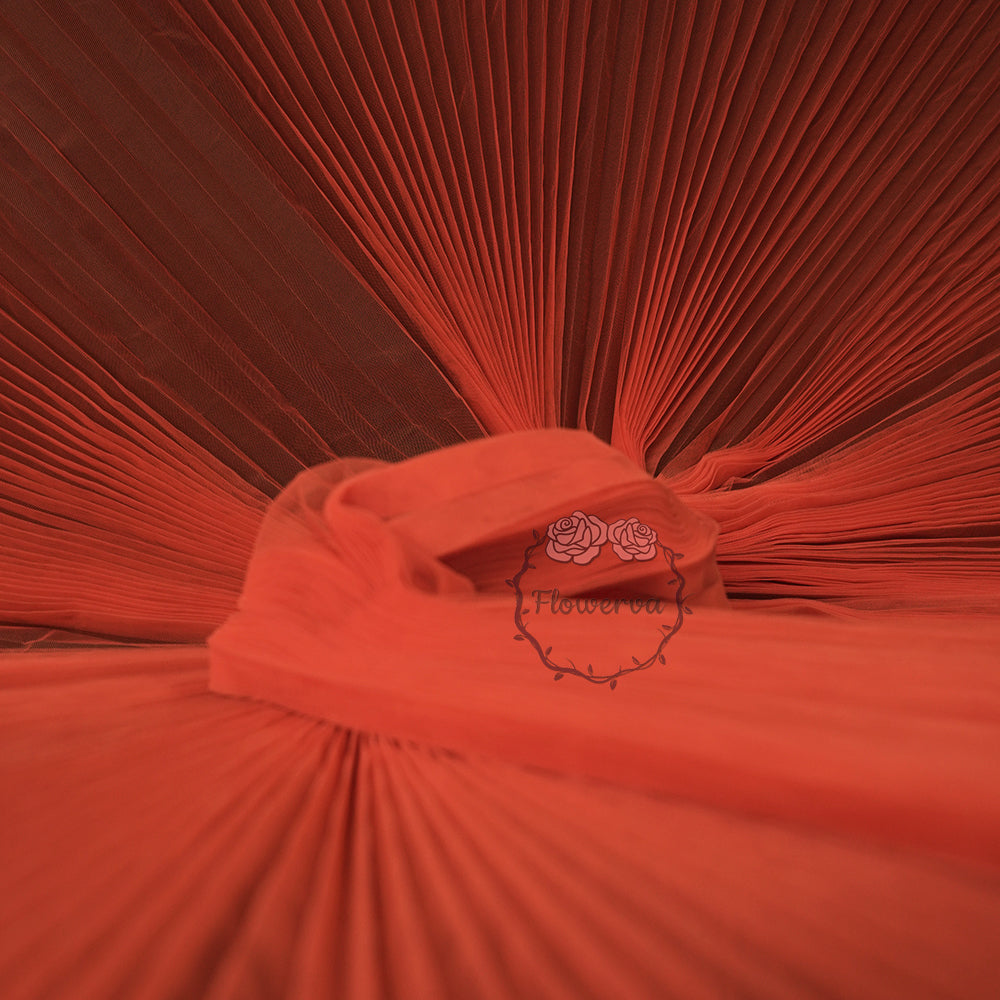 Grand tissu froissé en organza plissé rouge orange 6324
