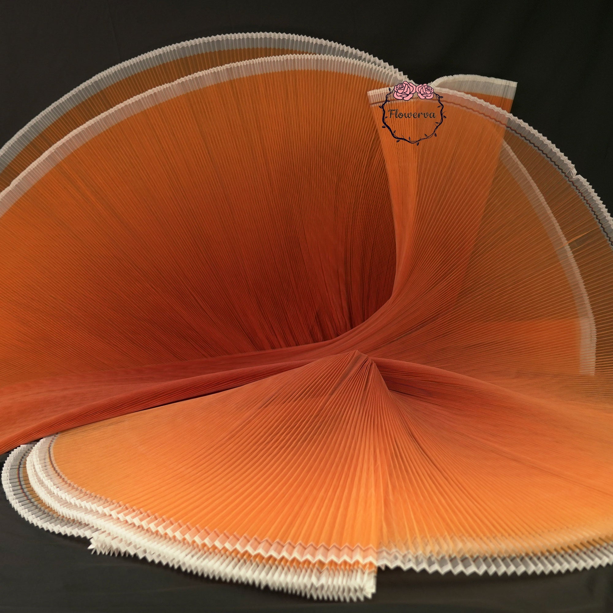Tissu froissé en Organza plissé orange dégradé, avec garniture rigide et large, tissus de styliste pour robe de scène faits à la main 