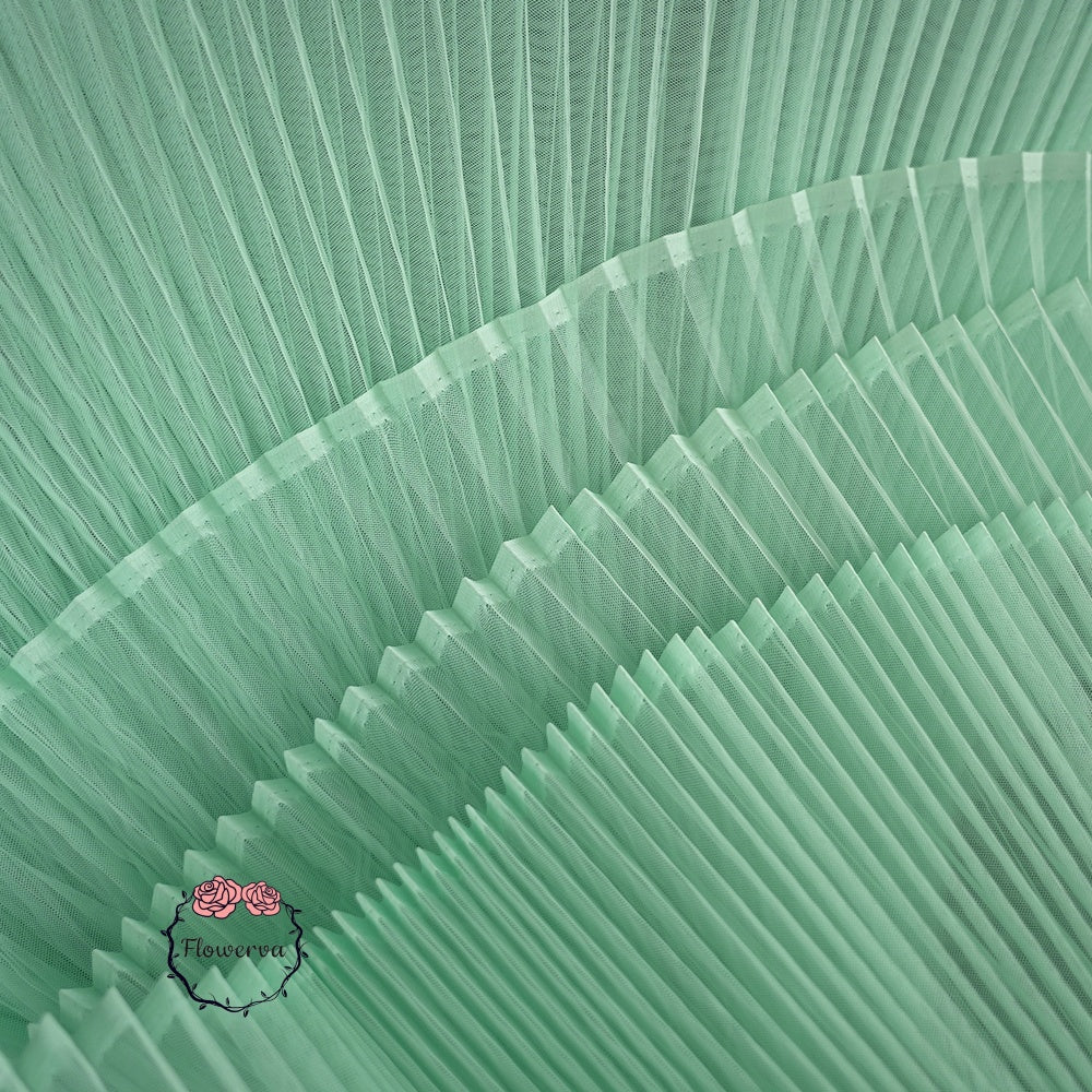 Aqua Green Great Pleated Organza Crinkle Fabric 6324