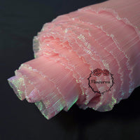 Flowerva Soft Pink Mermaid Texture Pleated Organza Fabric Wedding Decoration Wedding Dress Design