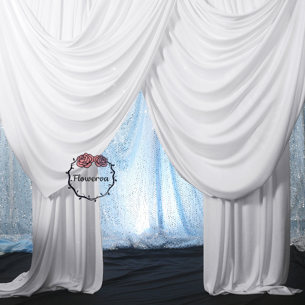 Draperie élastique en soie de lait blanche, décoration de fond de mariage #227