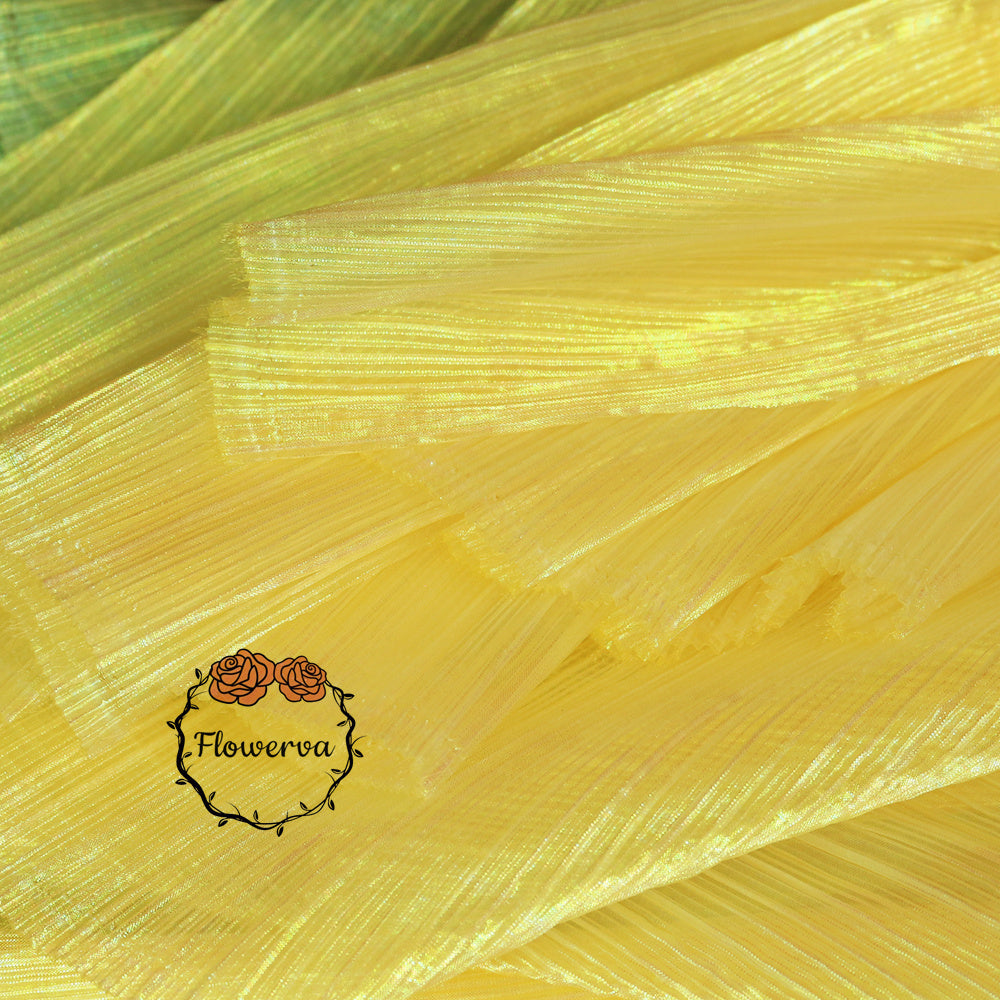 Yellow Mermaid Texture Pleated Organza Fabric Wedding Decoration Wedding Dress Design