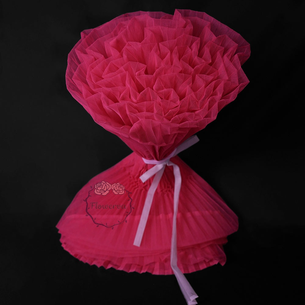Rose Red Pleated Fabric Bouquet