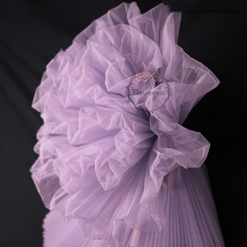 Grand tissu froissé en organza plissé violet clair 6324