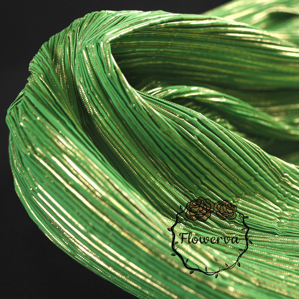 Décoration de mariage de tissu de texture de plissement de ride d'estampage d'or chaud vert émeraude