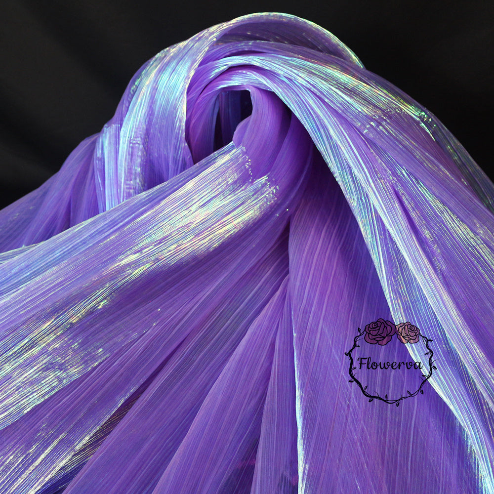 Deep Purple Mermaid Texture Pleated Organza Fabric Wedding Decoration Wedding Dress Design