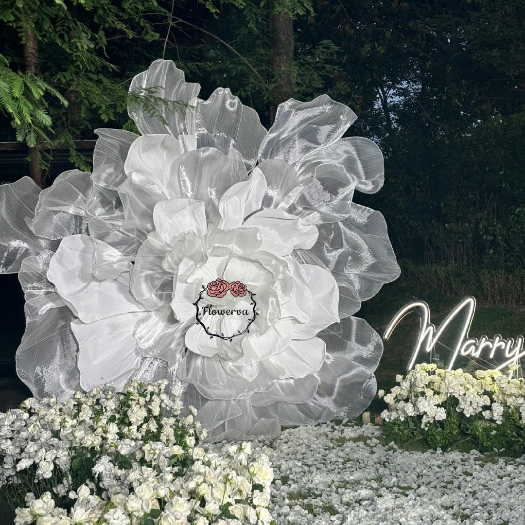 Flowerva Handmade Giant White Flower Wedding&Event Stage Background Decoration