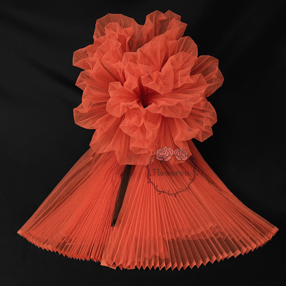 Honey Love Orange Red Pleated Fabric Bouquet