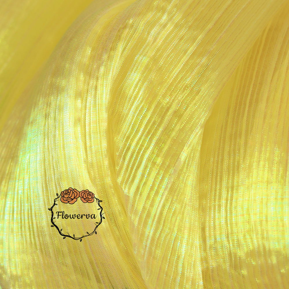 Yellow Mermaid Texture Pleated Organza Fabric Wedding Decoration Wedding Dress Design